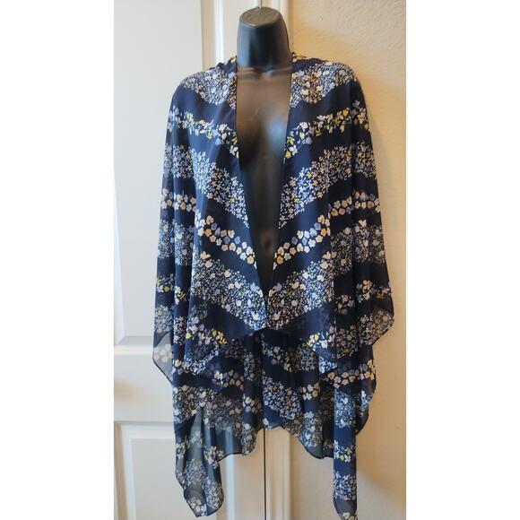 Ext 1946 Navy Blue Floral Kimono One Size for Women - Picture 1 of 8